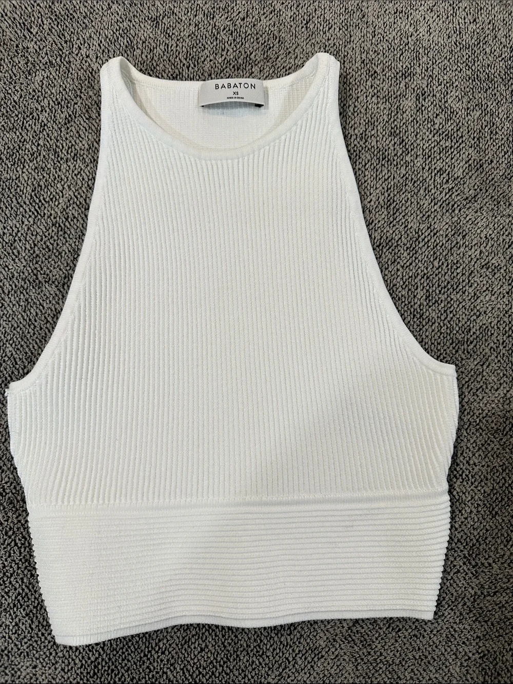 Babaton Ivory Ribbed High-Neck Tank - Picture 1 of 3